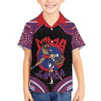 Personalised Samoa Mixed Martial Arts Family Matching Off Shoulder Short Dress and Hawaiian Shirt Flying Knee Of Samoan - Polynesian Pride