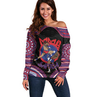 Personalised Samoa Mixed Martial Arts Off Shoulder Sweater Flying Knee Of Samoan DT05 Women Black - Polynesian Pride