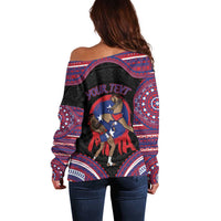 Personalised Samoa Mixed Martial Arts Off Shoulder Sweater Flying Knee Of Samoan DT05 - Polynesian Pride