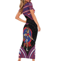Personalised Samoa Mixed Martial Arts Short Sleeve Bodycon Dress Flying Knee Of Samoan - Polynesian Pride