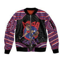 Personalised Samoa Mixed Martial Arts Sleeve Zip Bomber Jacket Flying Knee Of Samoan DT05 Unisex Black - Polynesian Pride