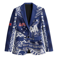 Personalised Samoa Rugby Blazer Pacific Warrior Glory DT05 Unisex Navy - Polynesian Pride