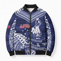 Personalised Samoa Rugby Bomber Puffer Jacket Pacific Warrior Glory DT05 Unisex Navy - Polynesian Pride