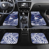 Personalised Samoa Rugby Car Mats Pacific Warrior Glory DT05 Set 4pcs Navy - Polynesian Pride