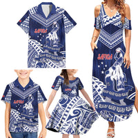Personalised Samoa Rugby Family Matching Summer Maxi Dress and Hawaiian Shirt Pacific Warrior Glory DT05 - Polynesian Pride