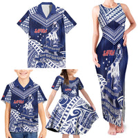 Personalised Samoa Rugby Family Matching Tank Maxi Dress and Hawaiian Shirt Pacific Warrior Glory DT05 - Polynesian Pride
