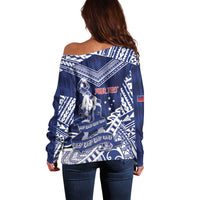 Personalised Samoa Rugby Off Shoulder Sweater Pacific Warrior Glory DT05 - Polynesian Pride