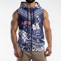Personalised Samoa Rugby Sleeveless Zip Hoodie Pacific Warrior Glory DT05 - Polynesian Pride