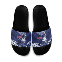Samoa Rugby Slide Sandals Pacific Warrior Glory DT05 Navy - Polynesian Pride