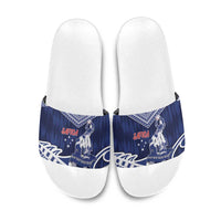 Samoa Rugby Slide Sandals Pacific Warrior Glory DT05 Navy - Polynesian Pride
