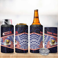 Personalized American Samoa 4 in 1 Can Cooler Tumbler Bald Eagle With Polynesian Pattern - Polynesian Pride