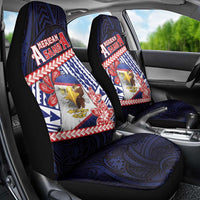 American Samoa Car Seat Cover Bald Eagle With Polynesian Pattern - Polynesian Pride