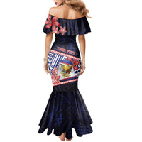 Personalized American Samoa Mermaid Dress Bald Eagle With Polynesian Pattern - Polynesian Pride