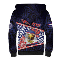 Personalized American Samoa Sherpa Hoodie Bald Eagle With Polynesian Pattern - Polynesian Pride