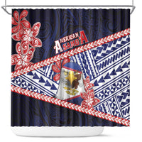 American Samoa Shower Curtain Bald Eagle With Polynesian Pattern - Polynesian Pride
