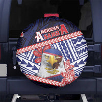American Samoa Spare Tire Cover Bald Eagle With Polynesian Pattern - Polynesian Pride