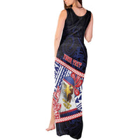 Personalized American Samoa Tank Maxi Dress Bald Eagle With Polynesian Pattern - Polynesian Pride