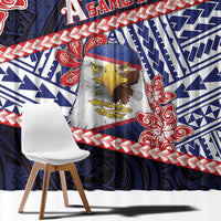 American Samoa Window Curtain Bald Eagle With Polynesian Pattern - Polynesian Pride
