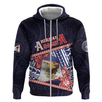 Personalized American Samoa Zip Hoodie Bald Eagle With Polynesian Pattern - Polynesian Pride