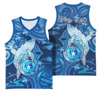 Personalised Northern Mariana Islands Basketball Jersey Galaxy Polynesian Shark Tattoo - Polynesian Pride