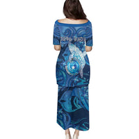 Personalised Northern Mariana Islands Family Matching Puletasi and Hawaiian Shirt Galaxy Polynesian Shark Tattoo - Polynesian Pride