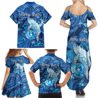 Personalised Northern Mariana Islands Family Matching Summer Maxi Dress and Hawaiian Shirt Galaxy Polynesian Shark Tattoo - Polynesian Pride
