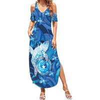 Personalised Northern Mariana Islands Family Matching Summer Maxi Dress and Hawaiian Shirt Galaxy Polynesian Shark Tattoo - Polynesian Pride