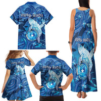 Personalised Northern Mariana Islands Family Matching Tank Maxi Dress and Hawaiian Shirt Galaxy Polynesian Shark Tattoo - Polynesian Pride