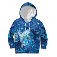 Personalised Northern Mariana Islands Kid Hoodie Galaxy Polynesian Shark Tattoo - Polynesian Pride