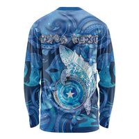 Personalised Northern Mariana Islands Long Sleeve Shirt Galaxy Polynesian Shark Tattoo - Polynesian Pride
