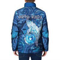 Personalised Northern Mariana Islands Padded Jacket Galaxy Polynesian Shark Tattoo - Polynesian Pride