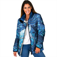 Personalised Northern Mariana Islands Padded Jacket Galaxy Polynesian Shark Tattoo - Polynesian Pride
