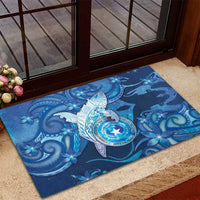 Northern Mariana Islands Rubber Doormat Galaxy Polynesian Shark Tattoo - Polynesian Pride