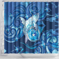 Northern Mariana Islands Shower Curtain Galaxy Polynesian Shark Tattoo - Polynesian Pride