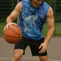 Personalised Northern Mariana Islands Sleeveless Hoodie Galaxy Polynesian Shark Tattoo - Polynesian Pride