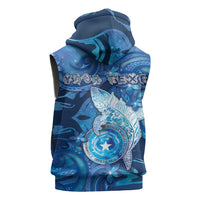 Personalised Northern Mariana Islands Sleeveless Zip Hoodie Galaxy Polynesian Shark Tattoo - Polynesian Pride