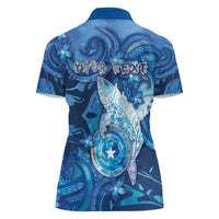 Personalised Northern Mariana Islands Women Polo Shirt Galaxy Polynesian Shark Tattoo - Polynesian Pride