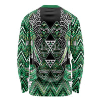 Aotearoa Whakatohea Long Sleeve Shirt Maori Tribal Green Abalone Paua Shell Pattern DT05 - Polynesian Pride