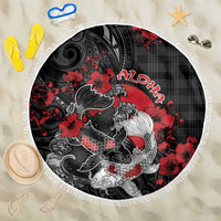 Hawaiian And Japanese Beach Blanket Aloha Koi Fish Palaka Patterns DT05 One Size 150cm Black - Polynesian Pride