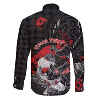 Personalised Hawaiian And Japanese Family Matching Off The Shoulder Long Sleeve Dress and Hawaiian Shirt Aloha Koi Fish Palaka Patterns - Polynesian Pride