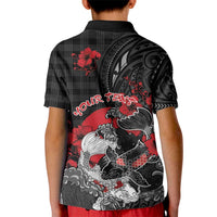 Personalised Hawaiian And Japanese Kid Polo Shirt Aloha Koi Fish Palaka Patterns DT05 - Polynesian Pride
