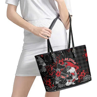 Hawaiian And Japanese Leather Tote Bag Aloha Koi Fish Palaka Patterns DT05 - Polynesian Pride