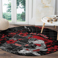 Hawaiian And Japanese Round Carpet Aloha Koi Fish Palaka Patterns - Polynesian Pride