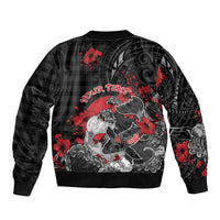 Personalised Hawaiian And Japanese Sleeve Zip Bomber Jacket Aloha Koi Fish Palaka Patterns DT05 - Polynesian Pride