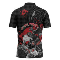 Personalised Hawaiian And Japanese Zipper Polo Shirt Aloha Koi Fish Palaka Patterns DT05 - Polynesian Pride