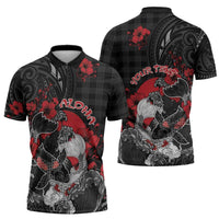 Personalised Hawaiian And Japanese Zipper Polo Shirt Aloha Koi Fish Palaka Patterns DT05 - Polynesian Pride