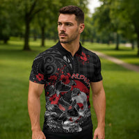 Personalised Hawaiian And Japanese Zipper Polo Shirt Aloha Koi Fish Palaka Patterns DT05 - Polynesian Pride