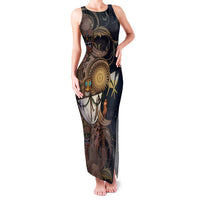 Hawaii Makahiki Family Matching Tank Maxi Dress and Hawaiian Shirt Polynesian Sky And Earth DT05 Mom's Dress Gold - Polynesian Pride