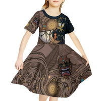 Hawaii Makahiki Kid Short Sleeve Dress Polynesian Sky And Earth DT05 - Polynesian Pride