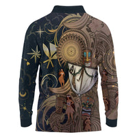 Hawaii Makahiki Long Sleeve Polo Shirt Polynesian Sky And Earth DT05 - Polynesian Pride